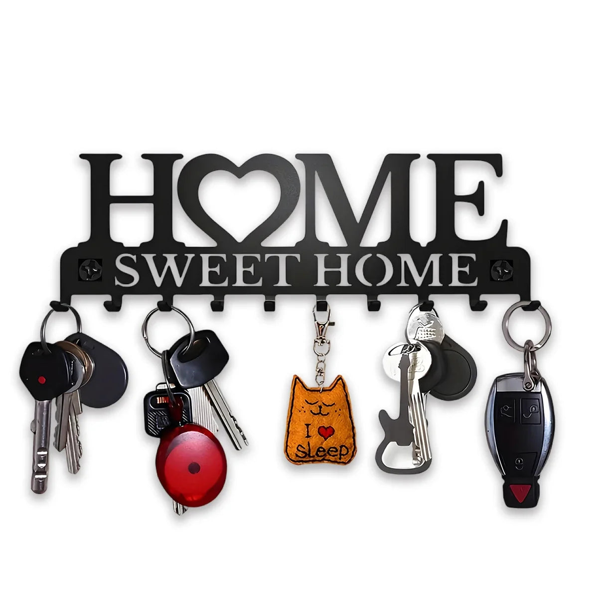Metal Wall Mount Key Holder With Ten Hooks Design Style
