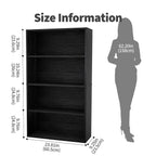 JHK Four Tier Wooden Floor Standing Open Bookshelf For Living Room Home Office