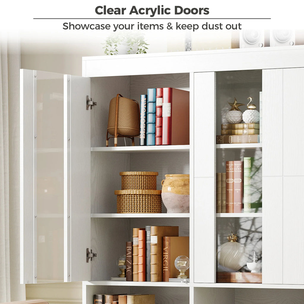 IRONCK Five Tier Bookshelf With Acrylic Doors For Home Office