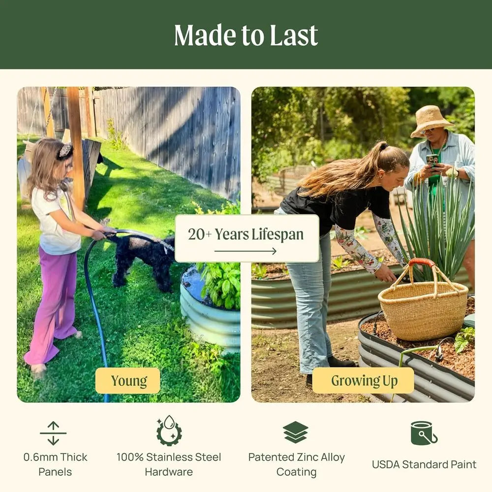 Ticify Vego Garden Raised Bed Kits Six In One Metal Planter Box