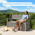 Weatherproof Resin Outdoor Storage Bench With Rattan Look