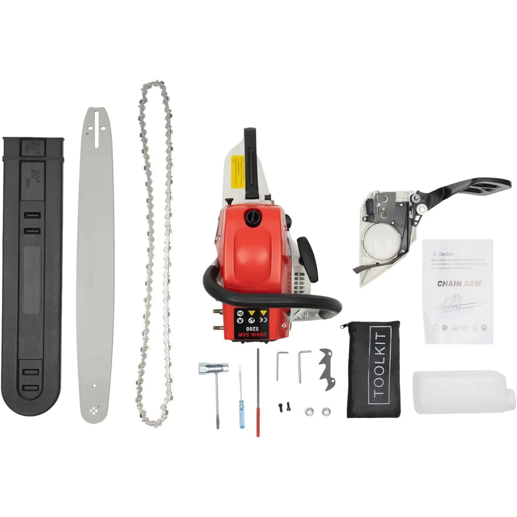Gas Chainsaw 52cc Two-Stroke Portable Wood Cutting Tool