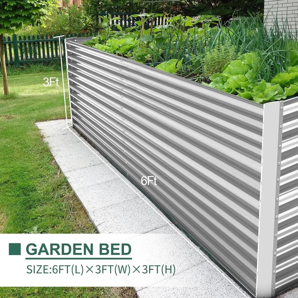 Galvanized Metal Raised Garden Bed for Vegetables Durable Outdoor Planter