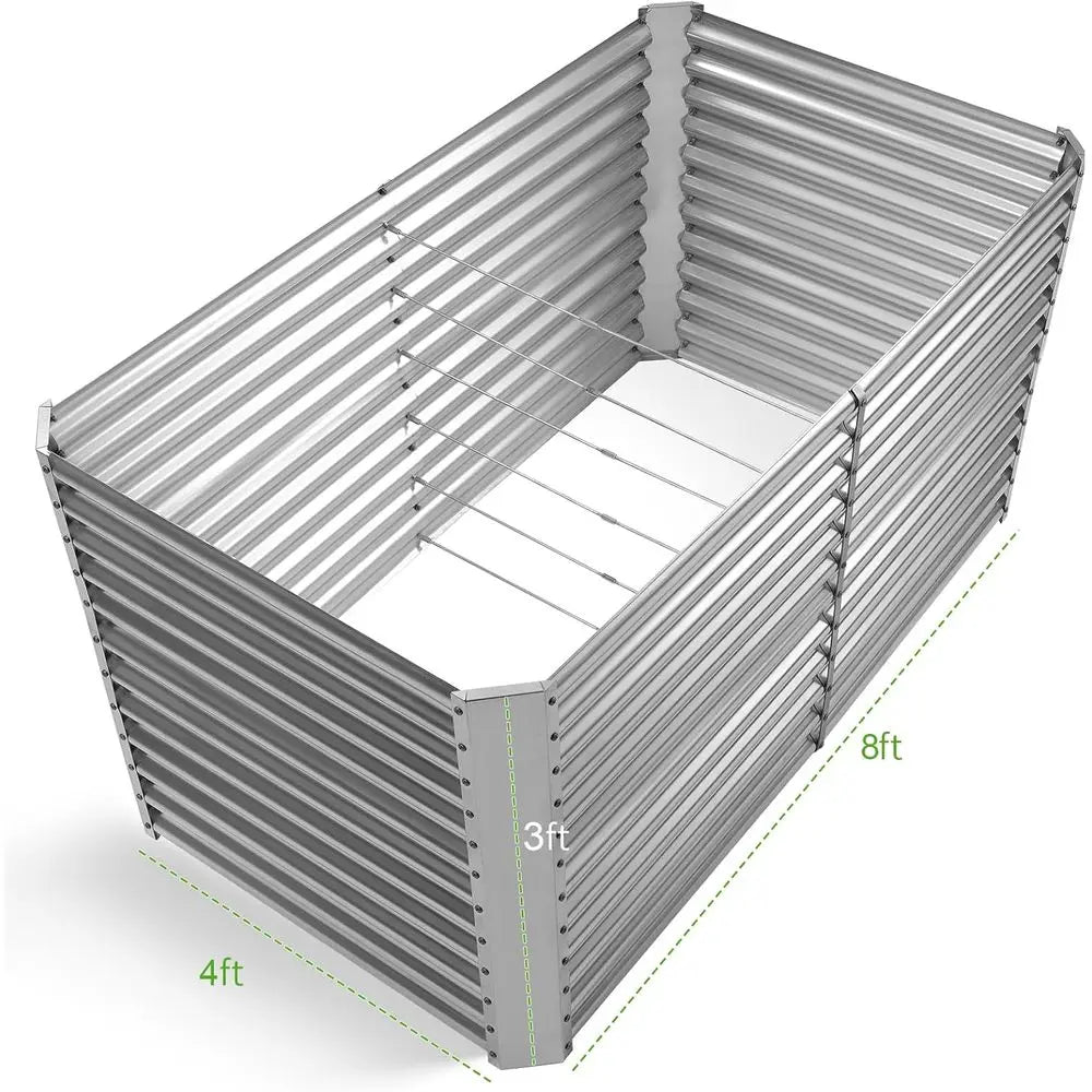 Galvanized Metal Raised Garden Bed for Vegetables Durable Outdoor Planter
