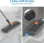 Floor Scrub Brush With Long Handle 3-In-1 Heavy Duty Scrubber