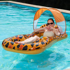 Inflatable Pool Float With Cup Holders And Sun Canopy