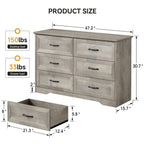 Studyset 6 Drawer Wood Dresser For Bedroom And Living Room
