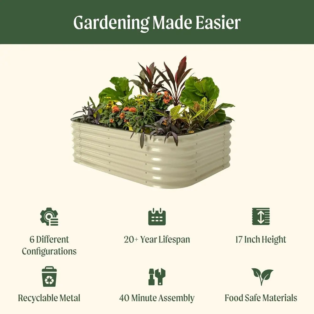 Ticify Vego Garden Raised Bed Kits Six In One Metal Planter Box