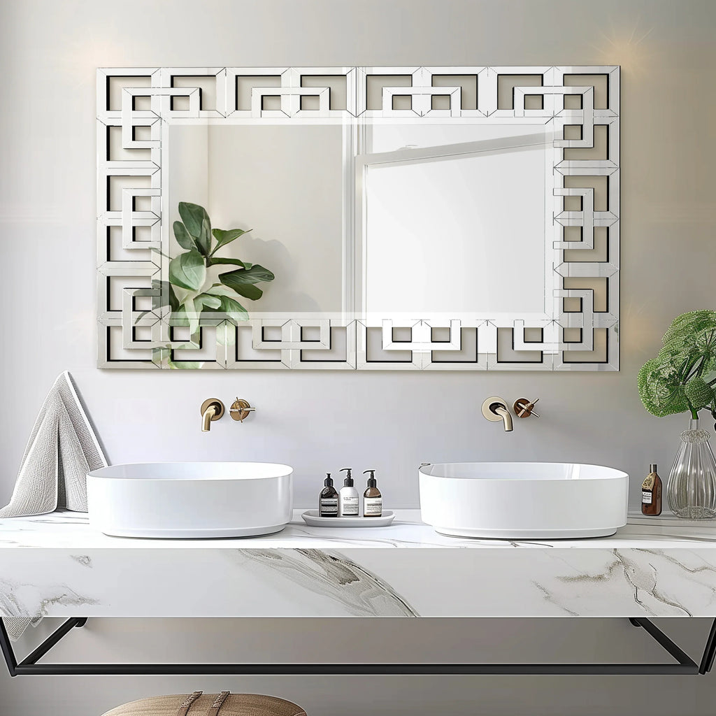 Venetian Art Mirror With Beveled Glass Edge For Living Room