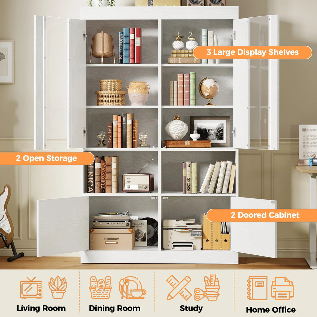 IRONCK Five Tier Bookshelf With Acrylic Doors For Home Office