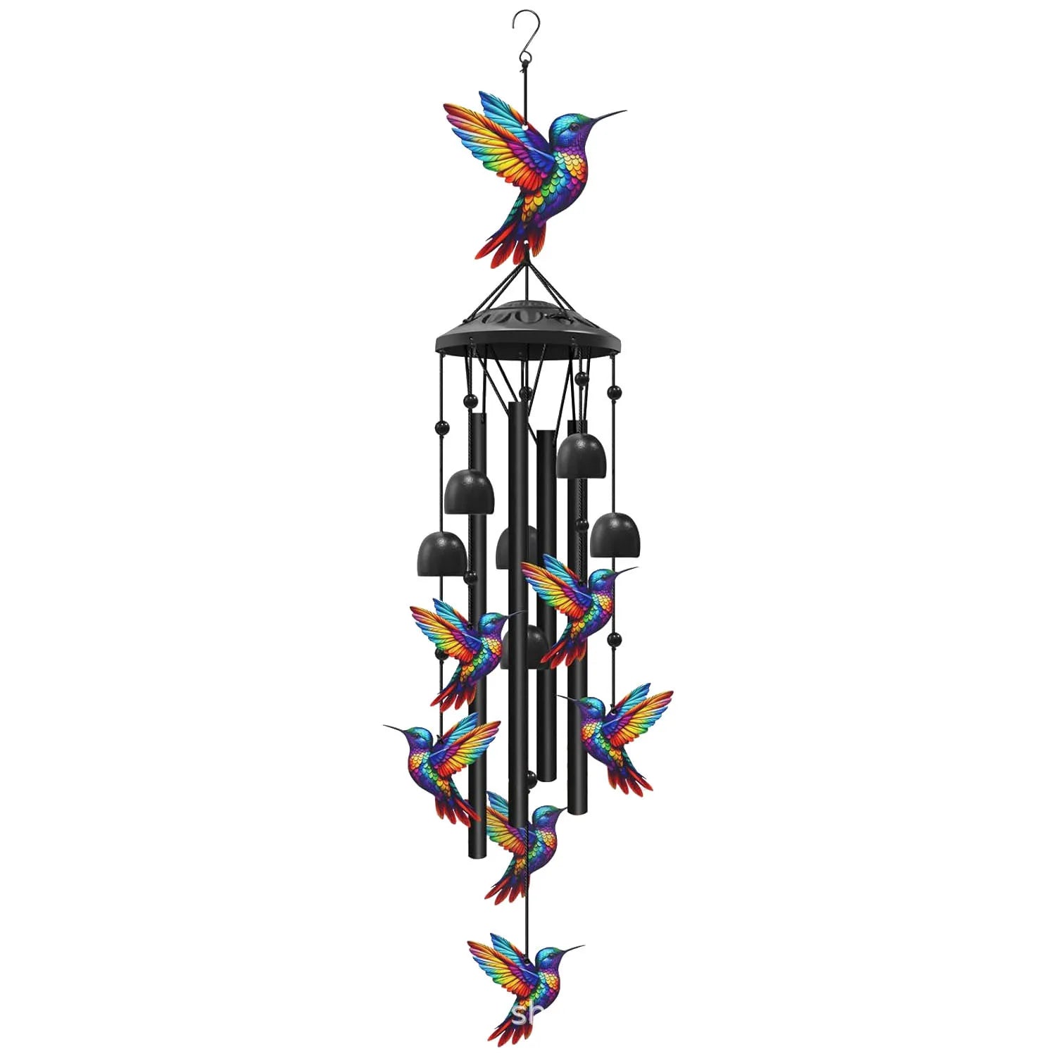 Lucky Wind Chime Garden Decor With Gradient Bird Ornament