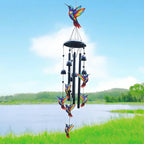 Lucky Wind Chime Garden Decor With Gradient Bird Ornament