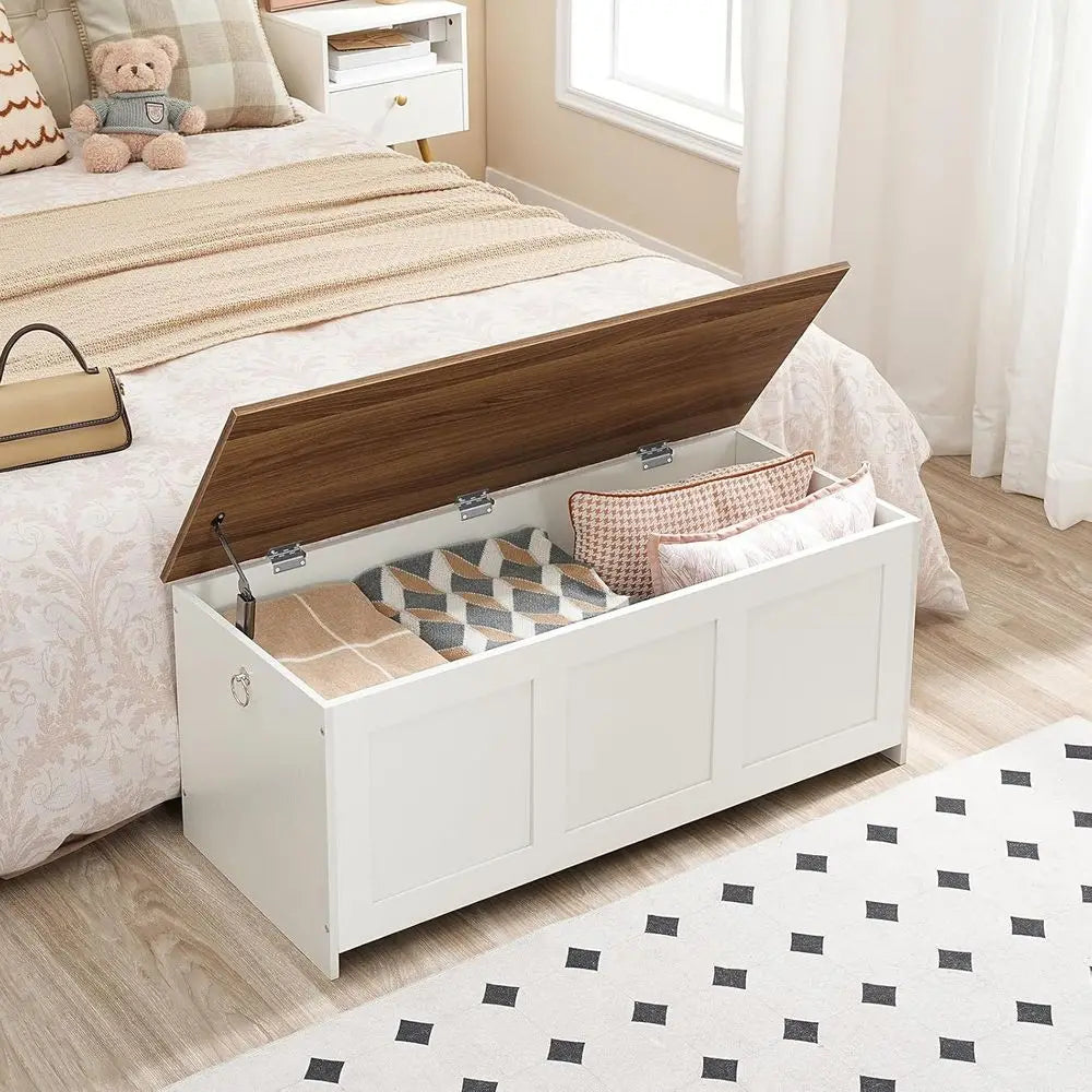 Retro Wooden Storage Chest Multifunctional Entryway Organizer Toy Chest