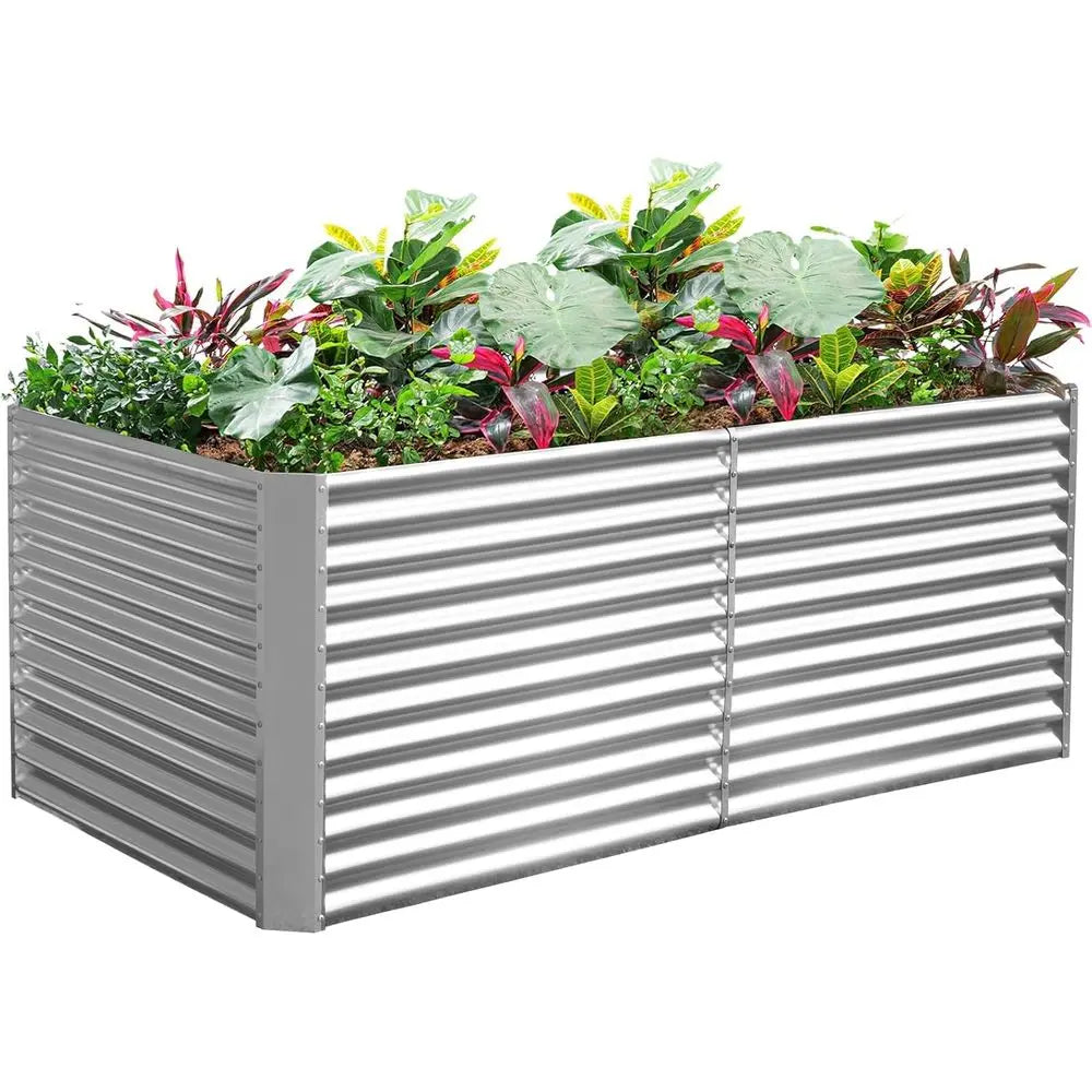 Galvanized Metal Raised Garden Bed for Vegetables Durable Outdoor Planter