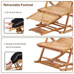 Heavy Duty Folding Rocking Chair Bamboo Indoor Outdoor Lounger