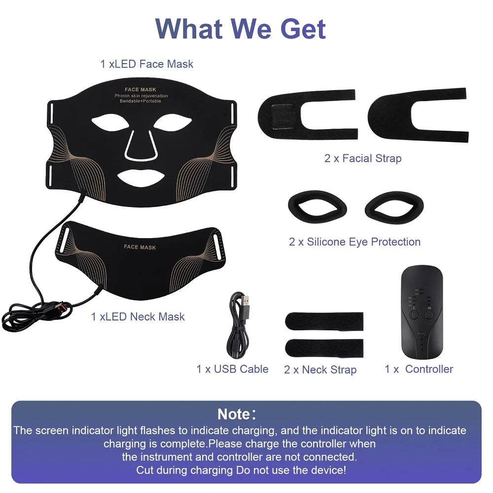 Iebilif Face Neck LED Mask With 7 LED Light Therapy