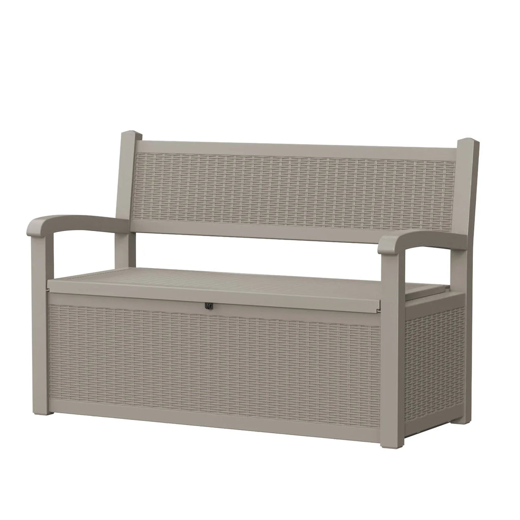 Weatherproof Resin Outdoor Storage Bench With Rattan Look
