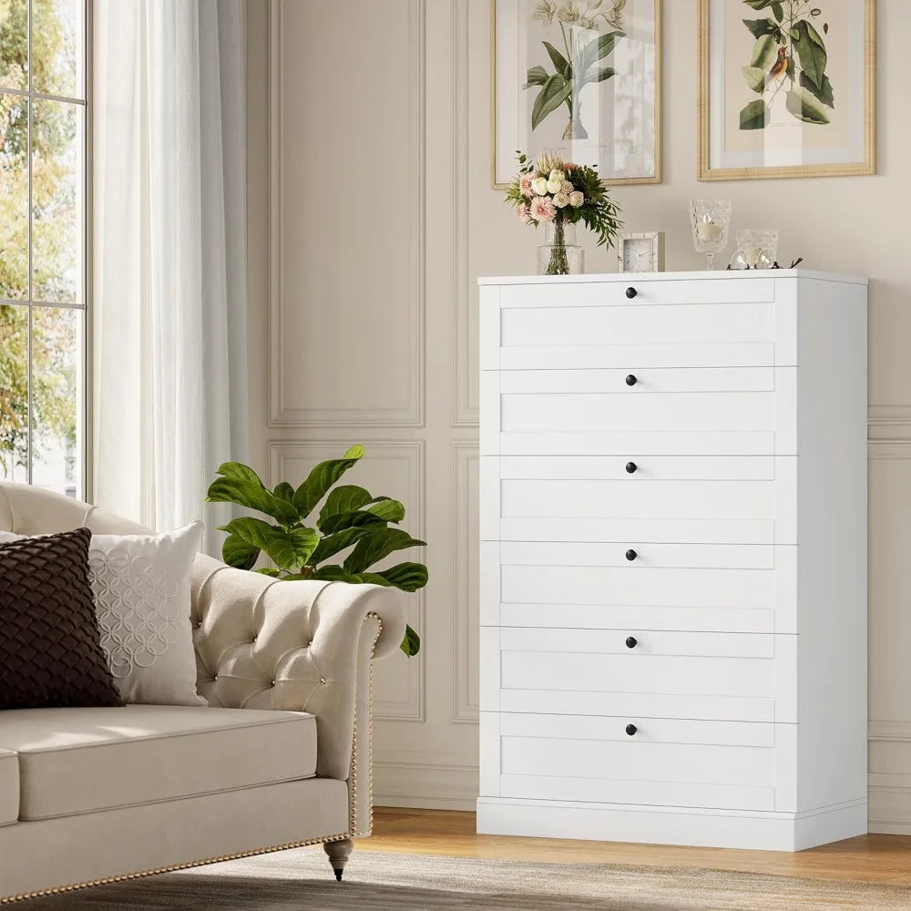 Exquisite 6-Drawer Dresser For Bedroom, Modern Vertical Storage