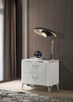 Cassia 2-drawer Nightstand Bedside Table White High Gloss