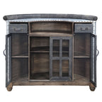Rahma - Bar Table - Antique Ebony Top Grain Leather & Aluminum