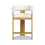 Vavona - Burl Upholstered Barrel Back Counter Height Bar Stool - Polar Off White