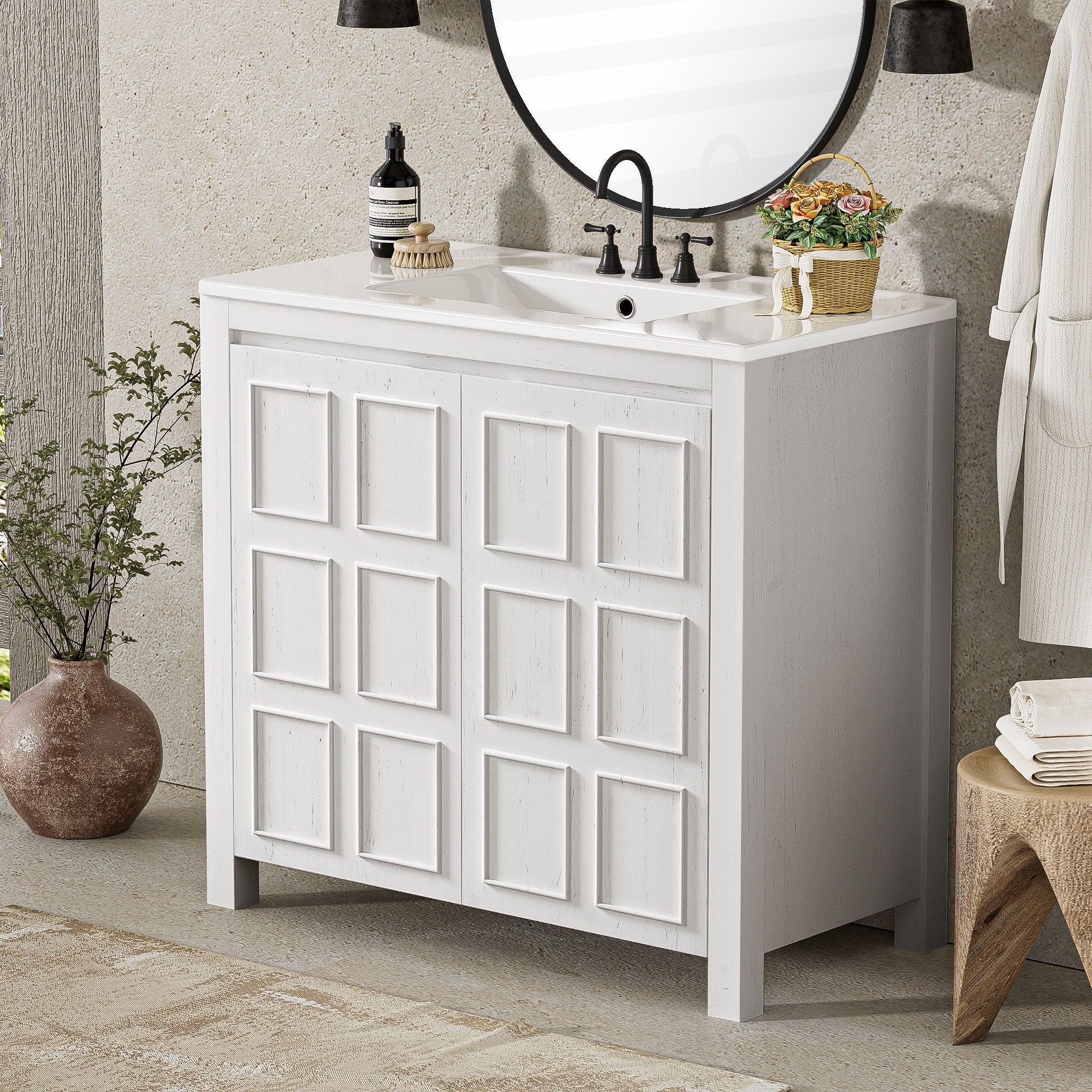 Bathroom Vanity Organizer With Sink, Combo Cabinet Set, Bathroom Storage Cabinet