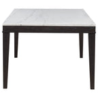 Averill 7-piece White Marble Top Dining Set Tan and Coffee Bean