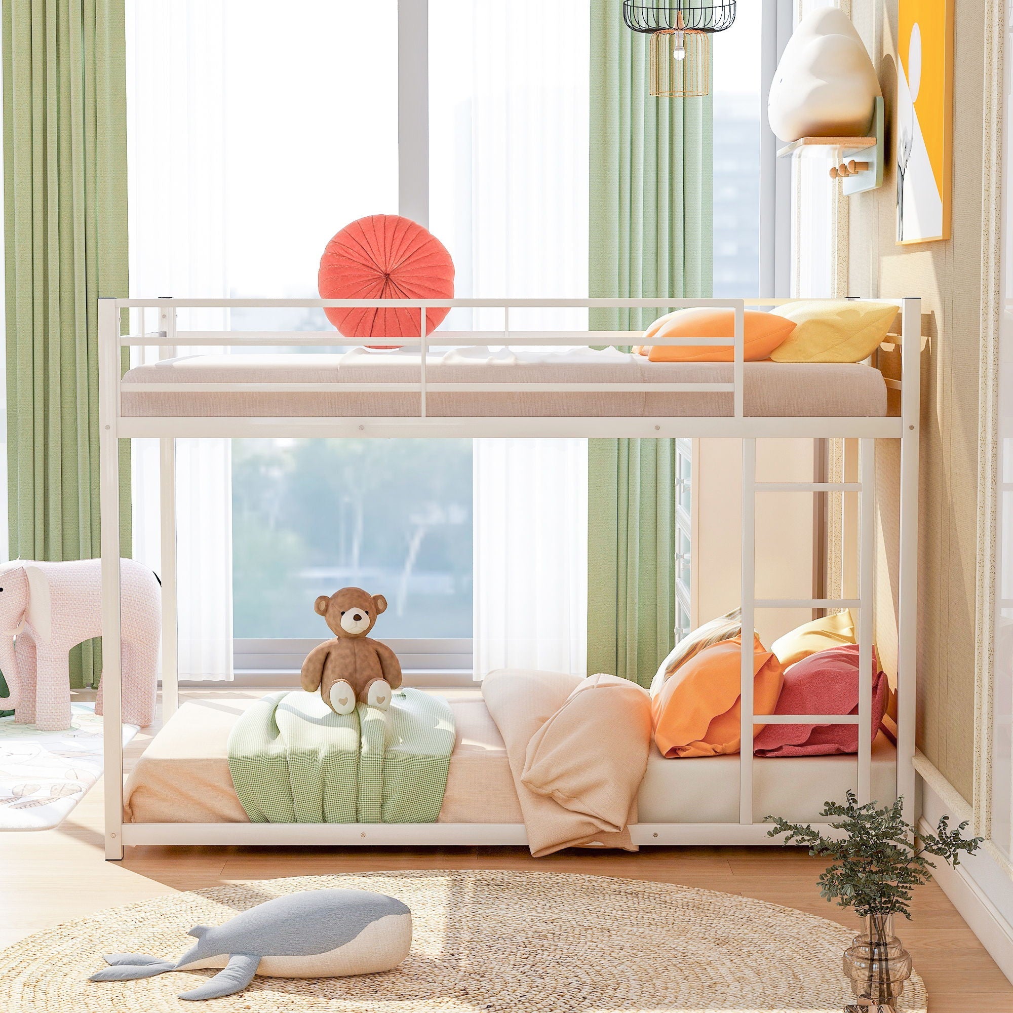 Metal Bunk Bed, Low Bunk Bed With Ladder