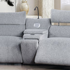 Fullar - Modular Console With Speaker & Cup Holder - Light Gary Chenille