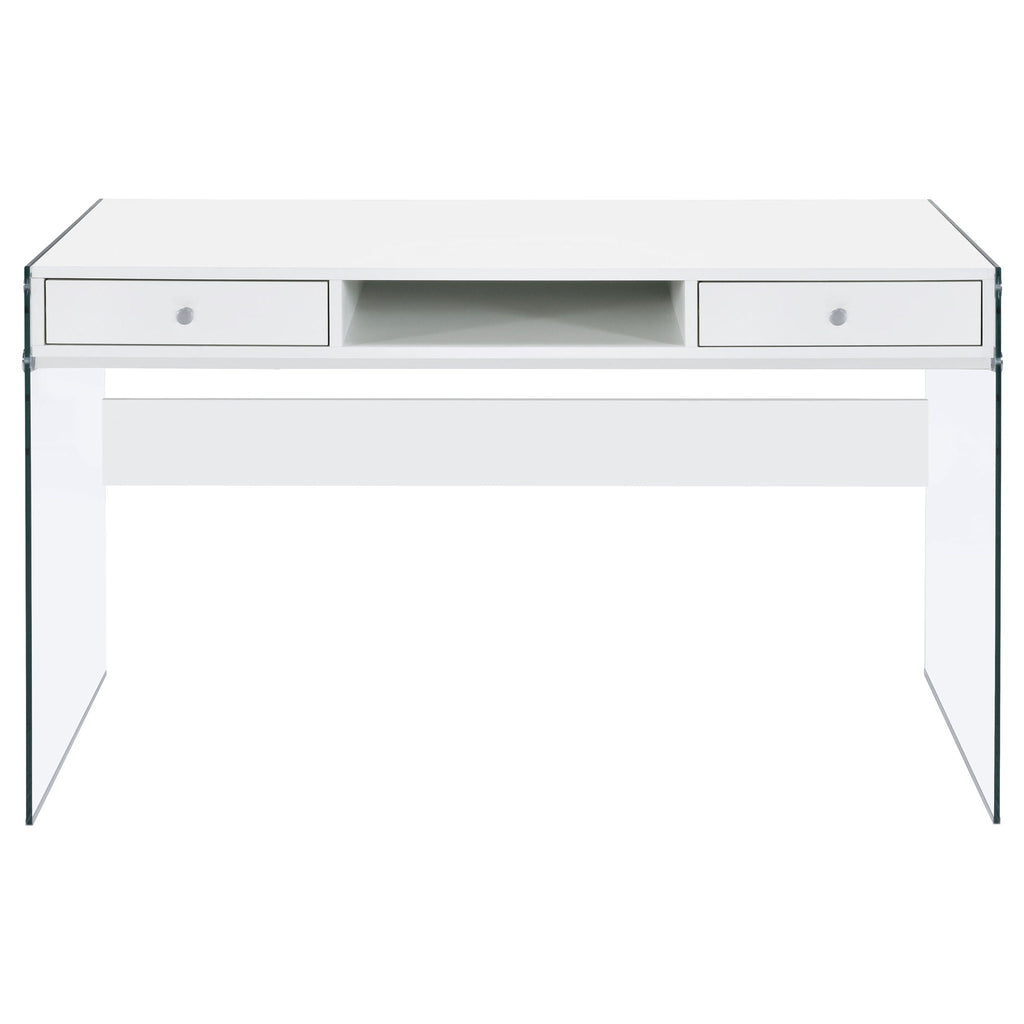 Dobrev 48-inch 2-drawer Writing Desk White High Gloss