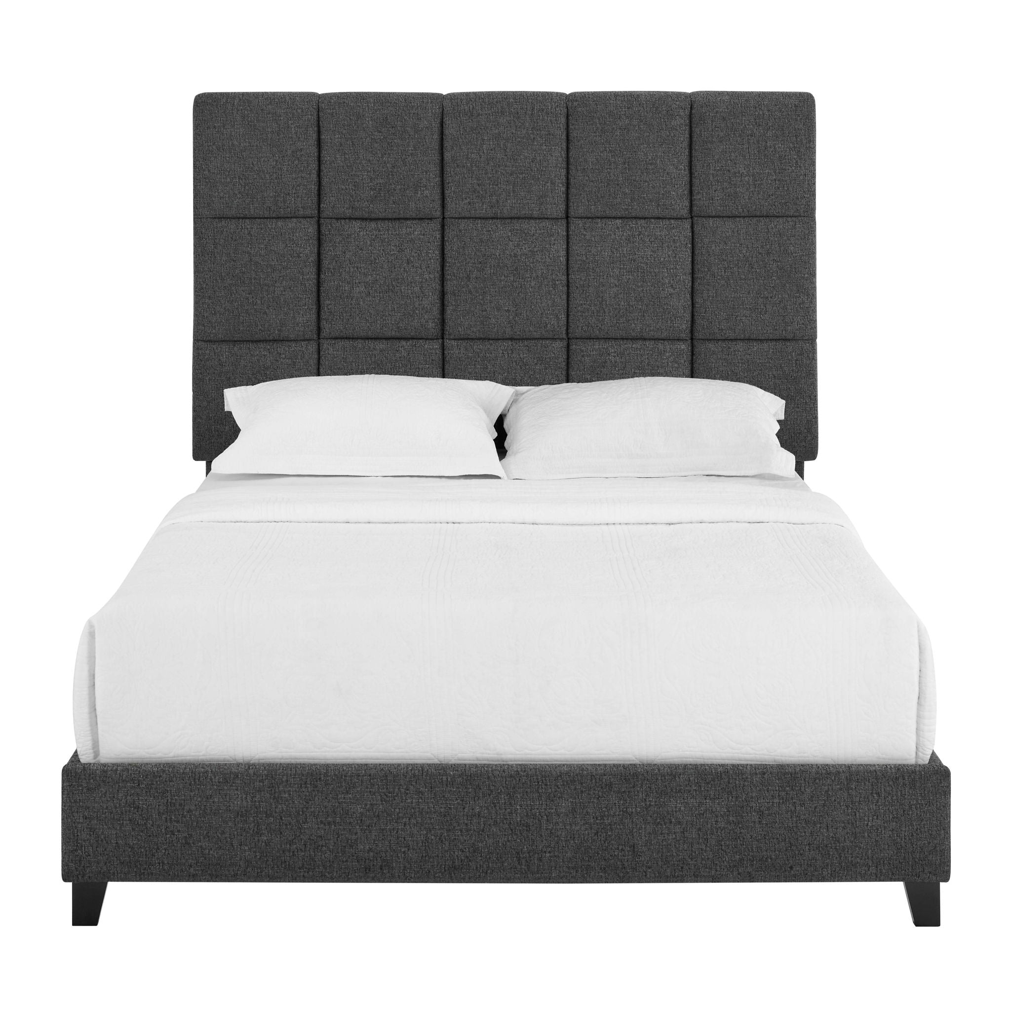 Squares Upholstered Headboard Platform Bed