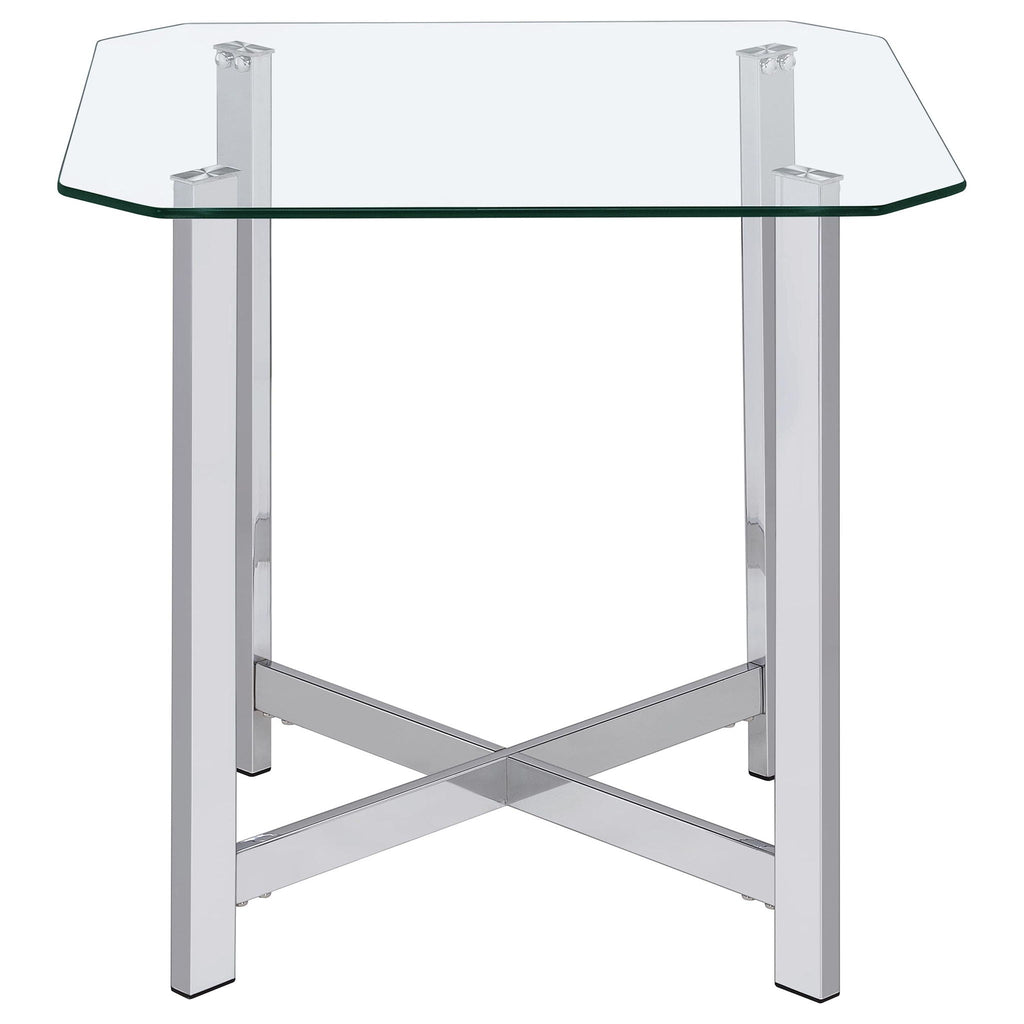 Cronin 3-piece Tempered Glass Top Coffee Table Set Chrome