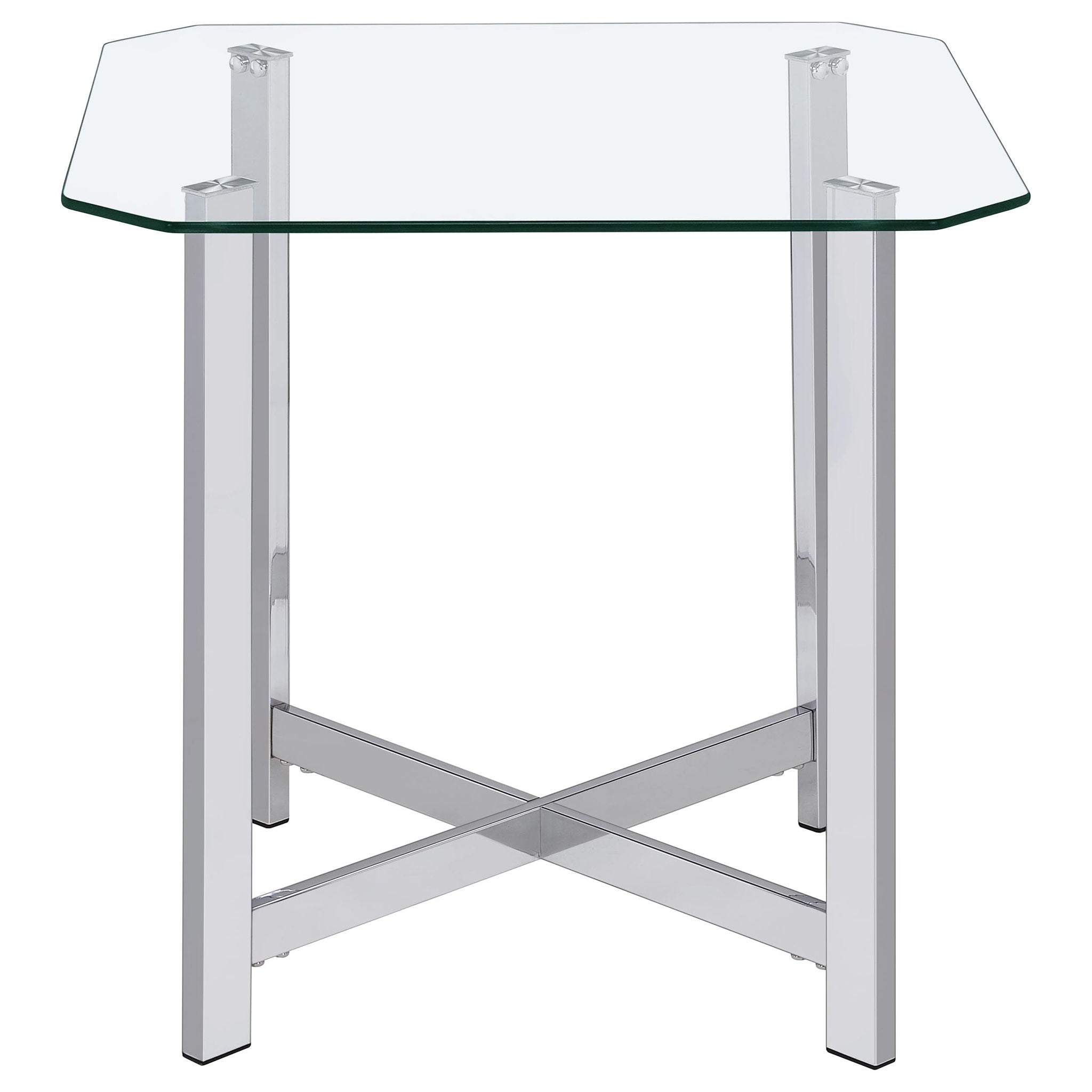 Cronin 3-piece Tempered Glass Top Coffee Table Set Chrome
