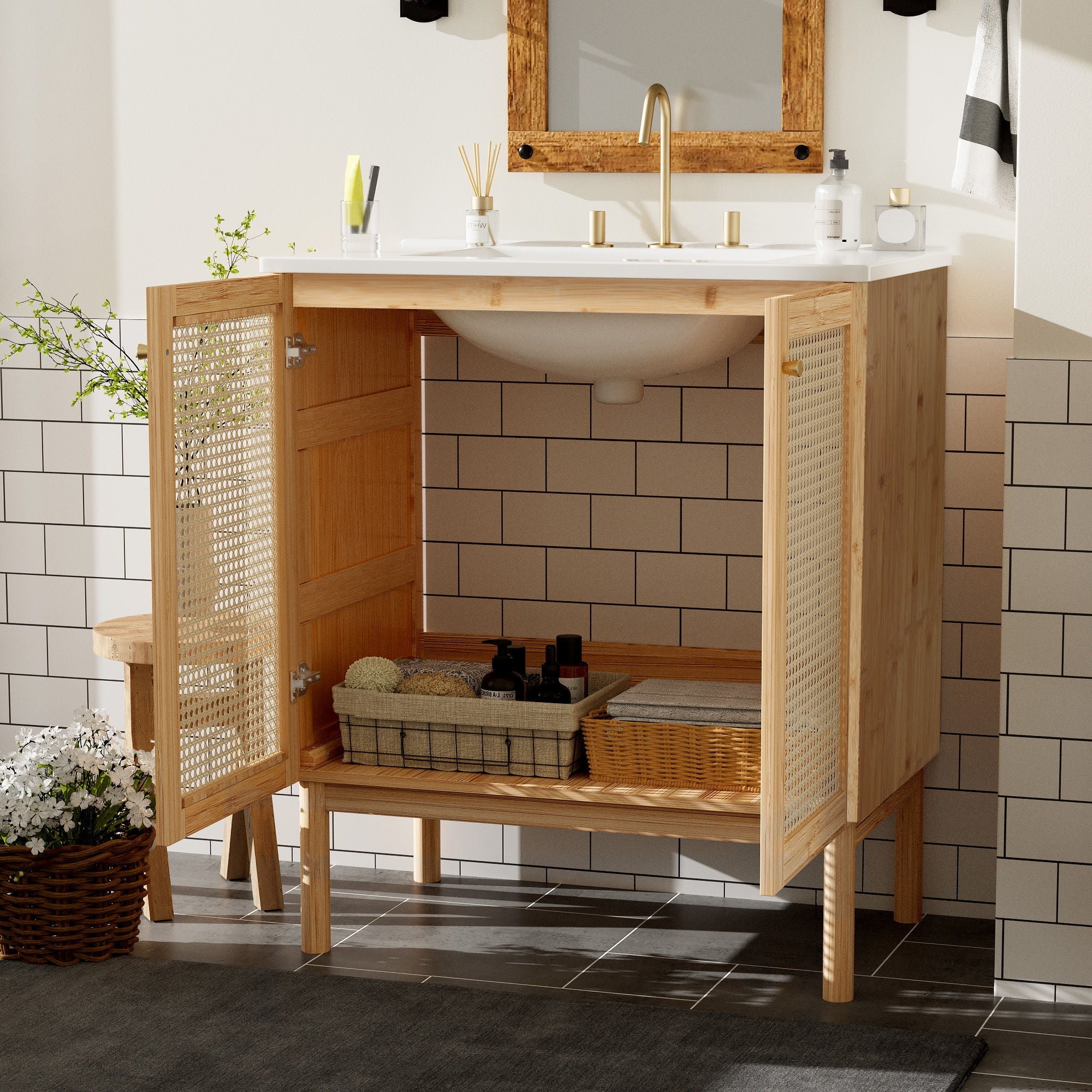 Bathroom Vanity Cabinet With Doors, Soft Close Design