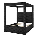 Modern 4 Poster Bed With Tufted Headboard And Footboard
