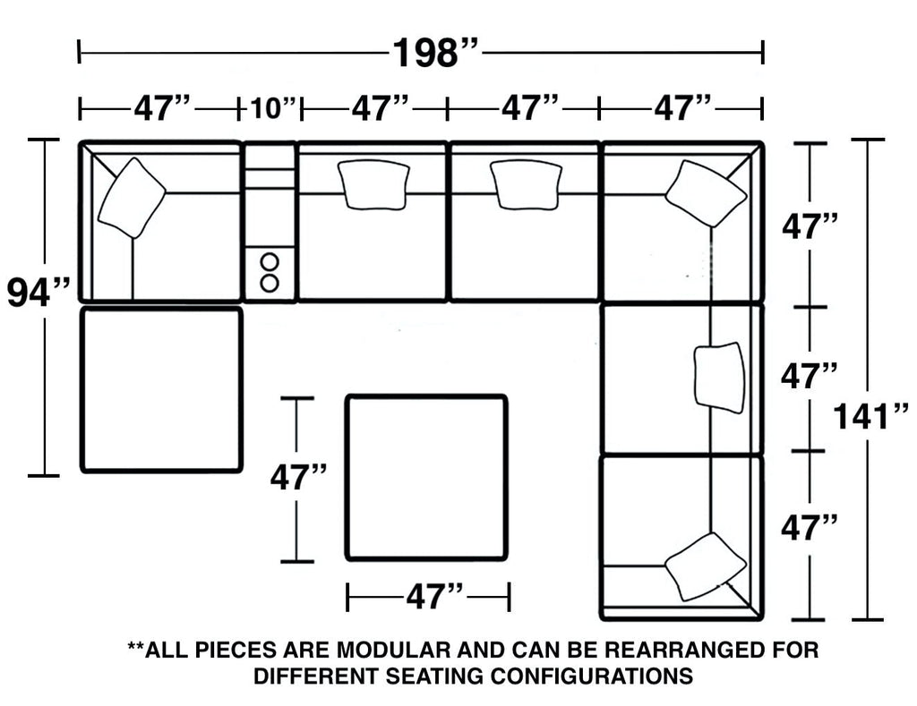 Posh - Modular Sectional And Ottoman