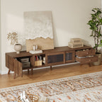 Doors TV Stand For TVs Up To 85", Entertainment Center With Storage Cabinets, TV Media Console Table For Living Room - Natural