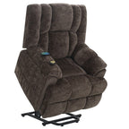 Pacay - Power Recliner With Lift & Heating & Massage - Brown Chenille