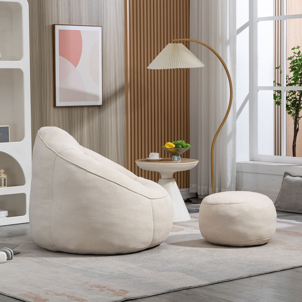 Bedding Bean Bag Sofa Chair High Pressure Foam With Footrest