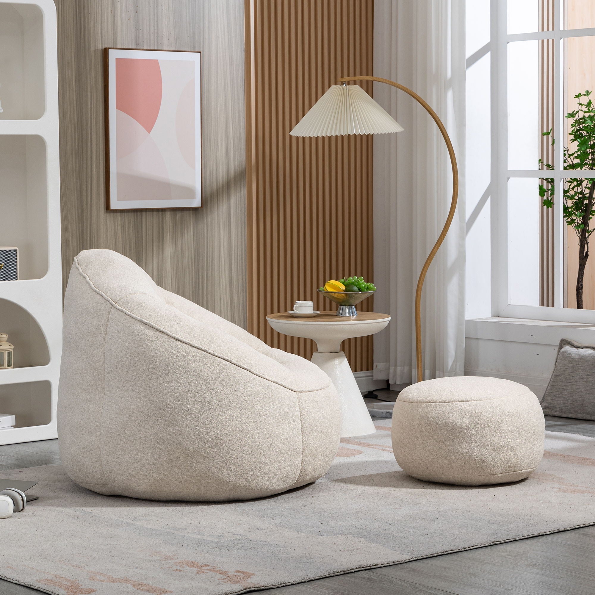 Bedding Bean Bag Sofa Chair High Pressure Foam With Footrest