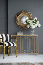 Sunburst Design Wall Mirror Decorative en For Entryway, Modern Living Room - Gold