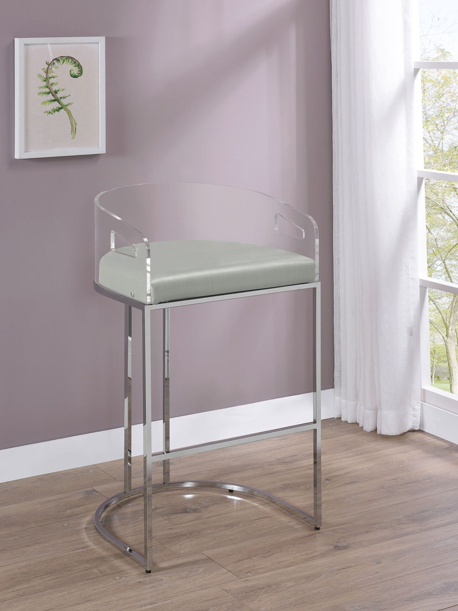 Thermosolis Clear Acrylic Bar Chair Chrome (Set of 2)