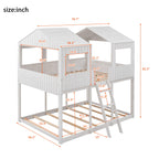 Bunk Bed With Roof, Window, Guardrail, Ladder