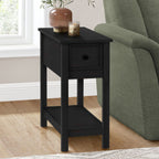 Accent End Table, 2 Tier, Narrow, Lamp, Storage Drawer, Charming Design