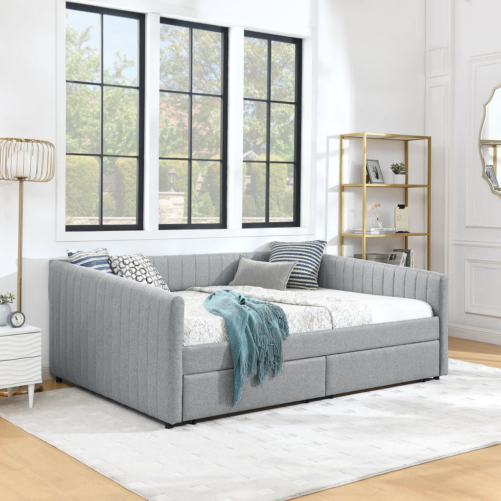 Upholstered Queen Daybed With 2 Drawers