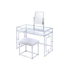 Carenze II - Vanity Set - White Faux Fur & Chrome
