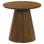 Franklin Round Wood Pedestal Side End Table Dark Brown