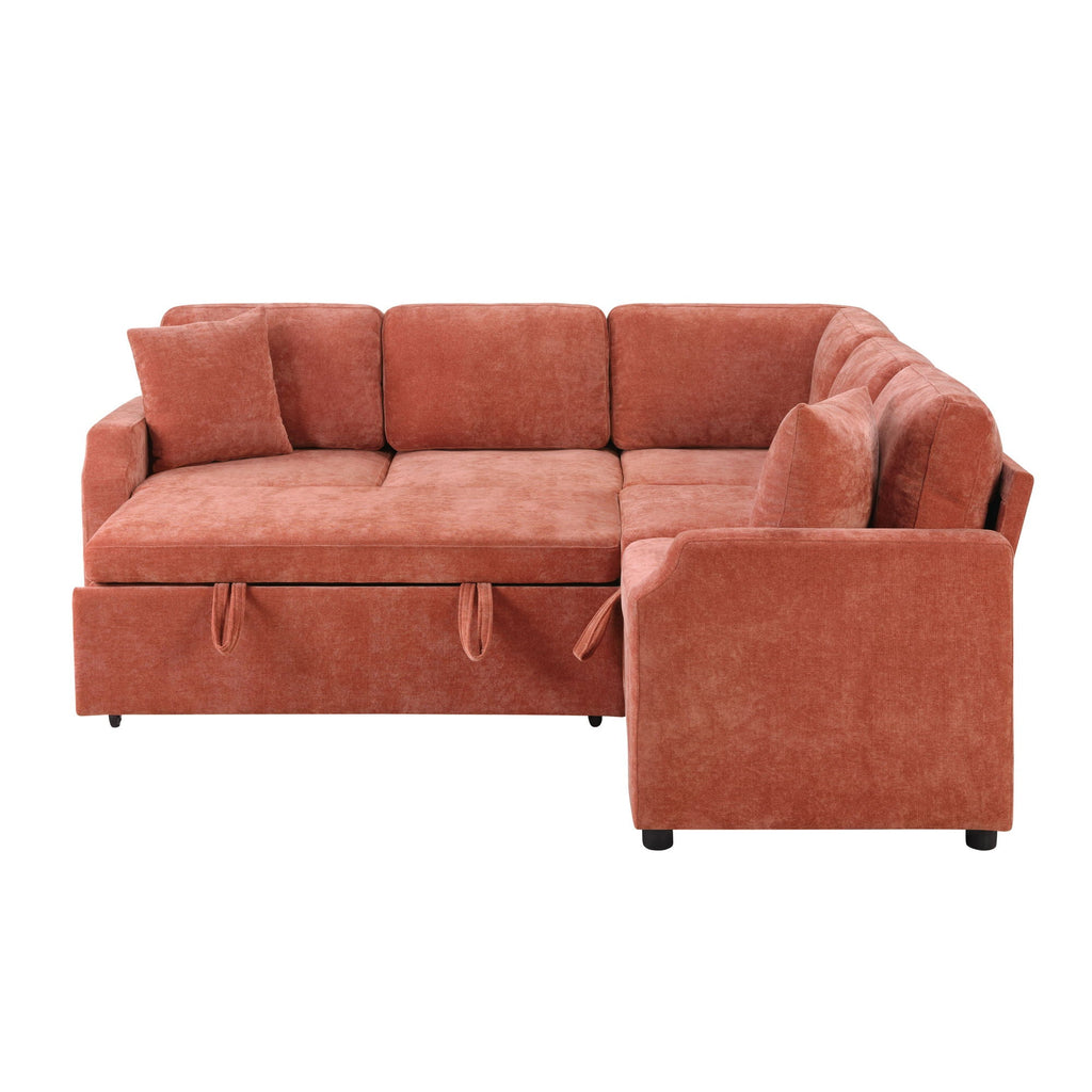 Modern L Shaped Sectional Sofa Bed With Hidden Storage Upholstery
