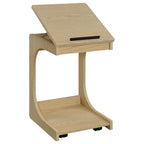 Ralston C-Shaped Lift-Top Sofa Side Table With Casters Light Oak