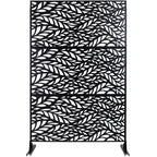 Outdoor & Indoor Privacy Screen Metal Privacy Screen, Freestanding Decorative Privacy Screen For Deck Balcony Patio - Black